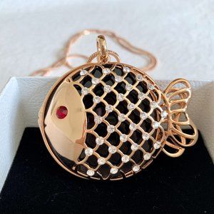 Crystal Long Goldfish Necklace Adjustable